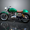 Vintage Green Motorcycle With Brown Leather Seat Number 90 On Body Classic Design Shiny Finish
