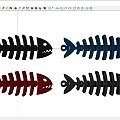 Flexible Fishbone Shaped Toys In Gray Blue Red And Silver Colors