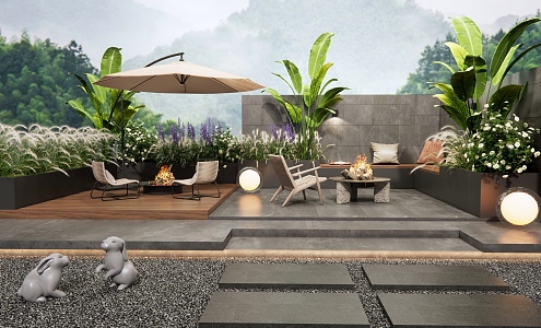 Roof Garden Modern Garden 3d model