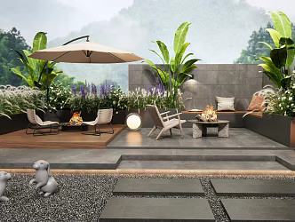 Roof Garden Modern Garden 3d model