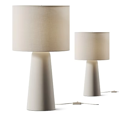 Modern Minimalist Table Lamps With Fabric Shades And White Conical Bases 3d model