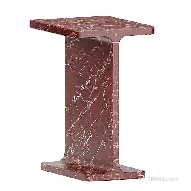 Modern Red Marble Corner Table With Sleek Design And Sturdy Structure 3d model
