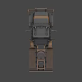 Vintage Industrial Truck With Front Guard Dual Exhaust Pipes And Orange Stripes
