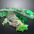 Detailed 3D Terrain Model With Green Vegetation Topographic Features Pathways And Elevation Layers