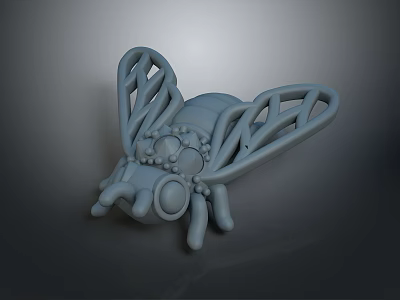 Furniture Decorative 3D Ornament With Intricate Insect Wing Design In Gray 3d model