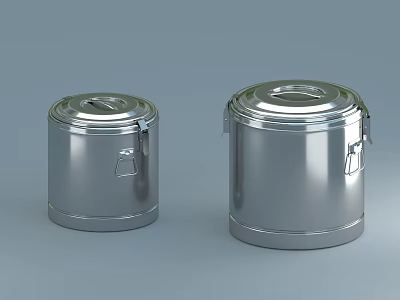 Stainless Steel Kitchen Storage Containers With Lids And Handles Two Sizes 3d model