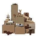 Wooden Dolls Collection With Cow Figure Wooden Horse Small Car And Blocks