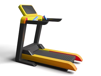 Modern Yellow Black Treadmill Fitness Equipment With Digital Display For Home Gym 3d model