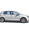 White Volkswagen Golf Modern Hatchback Car With Front View And Alloy Wheels