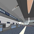 Spacious Airport Terminal Interior With Modern Roof Structure And Waiting Areas