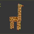 Brick Built Giraffe Toy Model With Orange Yellow Spotted Body And Block Structure