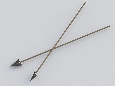 Two Traditional Crossed Metal Arrows Weapon With Sharp Arrowheads And Long Shafts 3d model