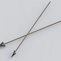 Two Traditional Crossed Metal Arrows Weapon With Sharp Arrowheads And Long Shafts