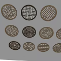 Chinese-style solid wood openwork window hollow lattice window 3d model