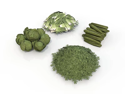 Assorted Fresh Green Vegetables Including Broccoli Asparagus and Leafy Greens on White Background 3d model