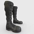 Black Tall Boots with Strap Design Thick Sole and Durable Leather Material 3d model