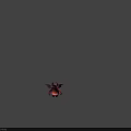 Cartoon Red Demon Like Game Character With Horns Wings And Star Symbol