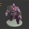 Game Movie Character Muscular Figure With Red Tattoo Brown Shoulder Armor And White Base Stand