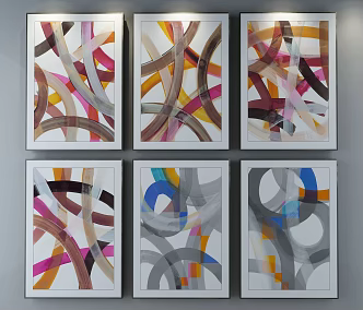 Modern abstract painting decorative painting 3d model
