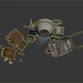Miscellaneous Items Including Cement Mixer Wheelbarrow Wooden Chair Table Beer Bottles And Cardboard Box