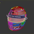 Weapon Helmet Red Bull Gives You Wings Silver Blue Metallic Reflective Design