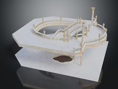 Elegant Circular Marble Staircase With Balustrades And Columns Architectural Design 3d model