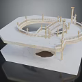 Elegant Circular Marble Staircase With Balustrades And Columns Architectural Design