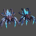 Fantasy Character And Creature Models With Multiple Limbs Icy Blue Crystals And Brown Blue Features