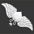 White Wing Shaped Fashion Brooch With Textured Design And Central Geometric Stone