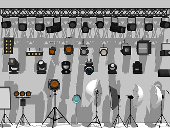 Modern photographic equipment Stage lights Spotlights Studio 3d model