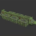 Futuristic Sci-Fi Spaceship 3D Model With Metallic Modular Sections And Red Accents