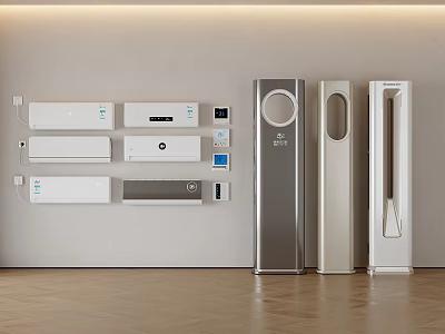 Modern Wall Mounted And Floor Standing Air Conditioner Vents With Various Styles 3d model