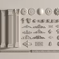 French line gypsum line skirting line background wall gypsum component Roman column 3d model