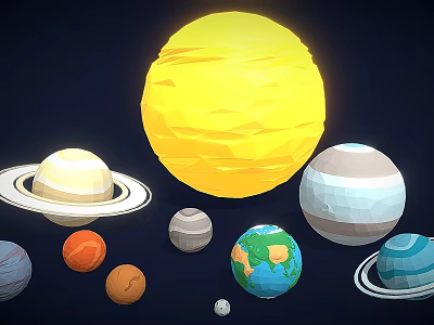 Solar System Planets Collection With Sun Earth Saturn And Other Celestial Bodies 3d model