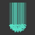Modern Transparent Curved Ring Shaped Clustered Chandelier Hanging Against Black Background