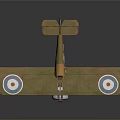 Vintage Brown Biplane Model With Target Markings And Tail Flag For Space History