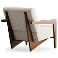Modern Accent Chair With Light Fabric Upholstery Wooden Armrests And Black Cushion
