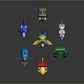 Colorful Toy Characters And Animal Figures With Robot Lion Elephant Shark And Bird