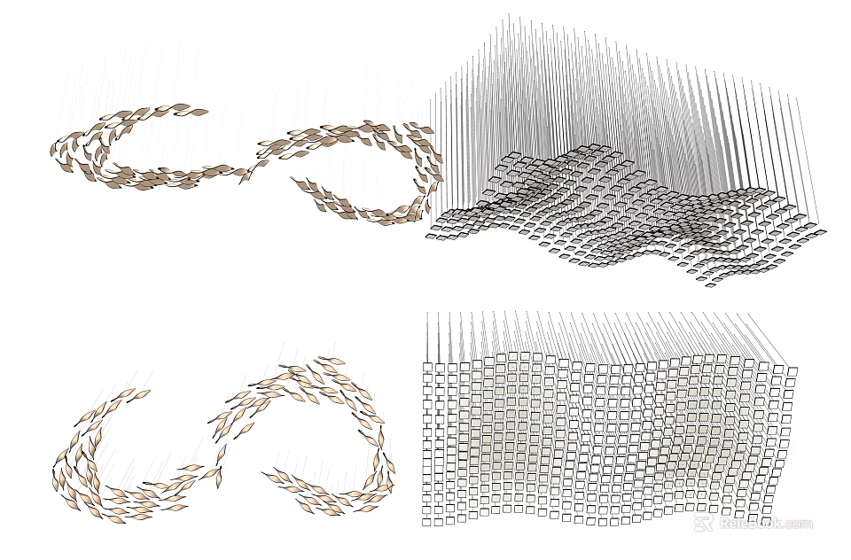 Unique Modern Design Chandeliers With Woven Wave Shapes And Geometric Patterns For Home Interior Decoration 3d model 