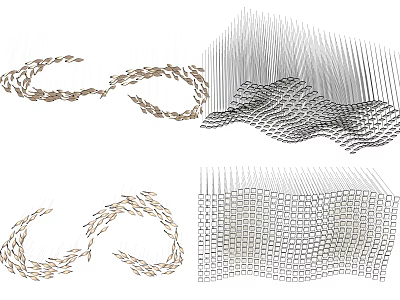 Unique Modern Design Chandeliers With Woven Wave Shapes And Geometric Patterns For Home Interior Decoration 3d model