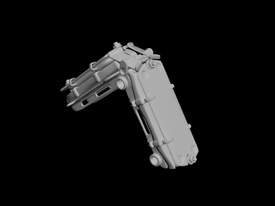Gray Metal Mechanical Component With Connecting Parts And Bolts On Black Background 3d model