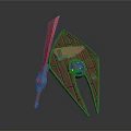 Fantasy Weapon Design With Red Sword Brown Shield Blue Gemstone And White Circular Decorations