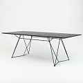 Modern Black Desk With Geometric Metal Frame And Sleek Minimalist Surface
