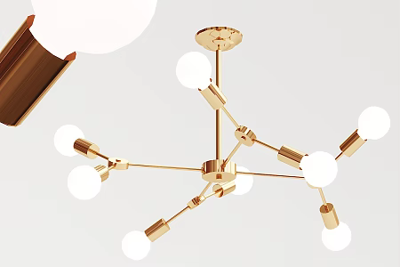 Post-modern chandelier metal bulb chandelier 3d model
