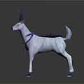 White Deer Game Movie Character With Purple Antlers Blue Hooves And Decorations