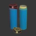 Two Blue Thermal Insulated Vacuum Flasks For Daily Use With One Lid Placed Beside