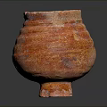 Hand Carved Orange Red Ceramic Sculpture Vase With Textured Surface And Base