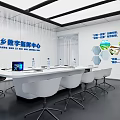 Modern Meeting Room Interior For Digital Command Center With White Conference Table And Chairs