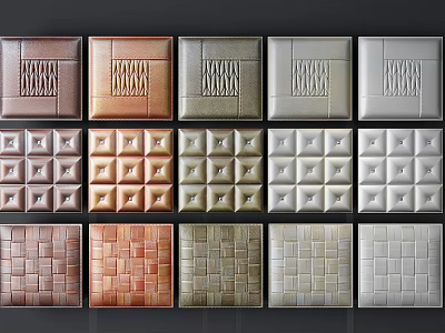 Upholstered Wall Panels In Diverse Colors And Patterns For Home Interior Decoration 3d model