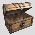 Vintage Wooden Chest Open Lid with Spacious Interior Metal Hardware and Leather Straps